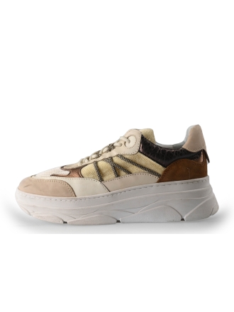 Poelman Sneakers bruin met combinatie 264224