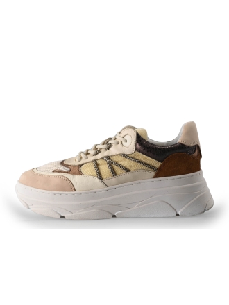 Poelman Sneakers bruin met combinatie 264302