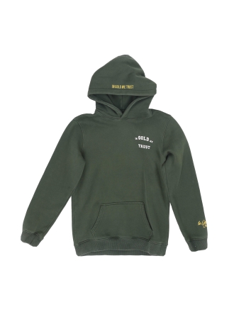 In Gold We Trust Hoodie Groen 609830
 Maat 14
 